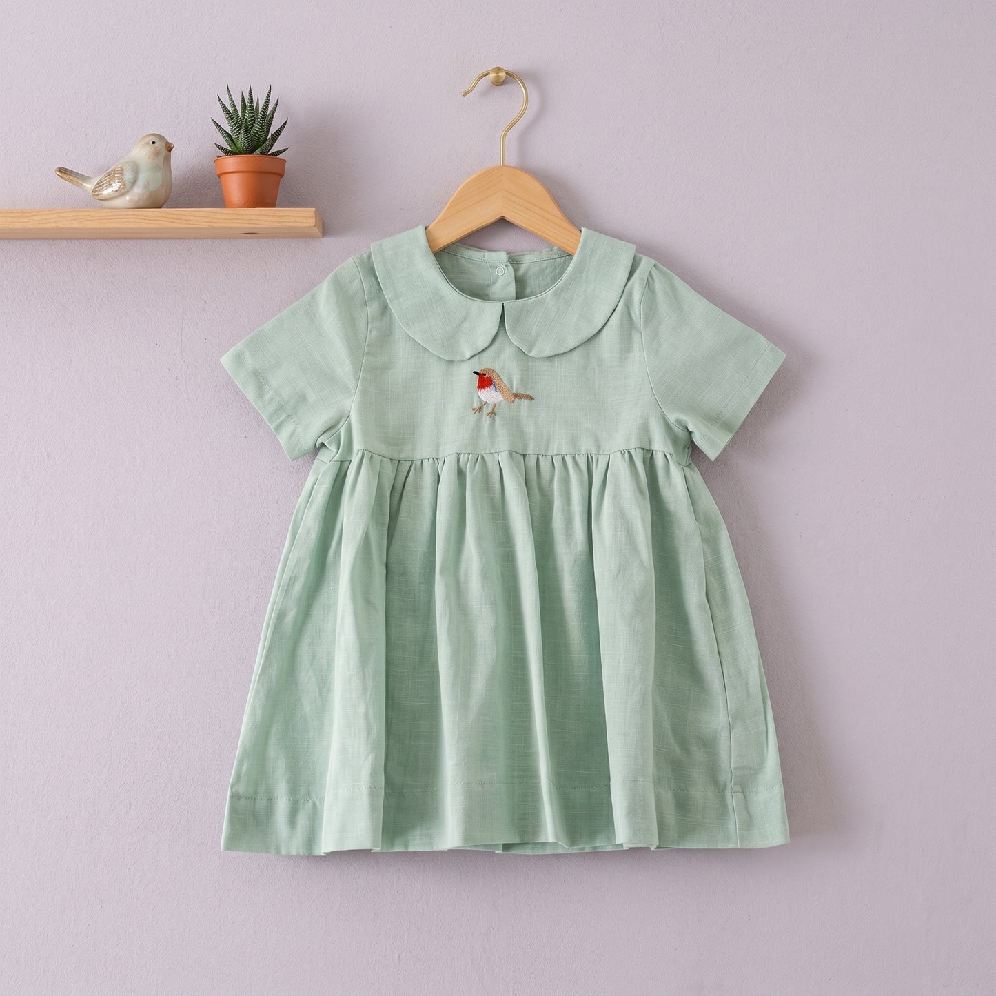 Clara Embroidered Cotton Linen Girls Dress