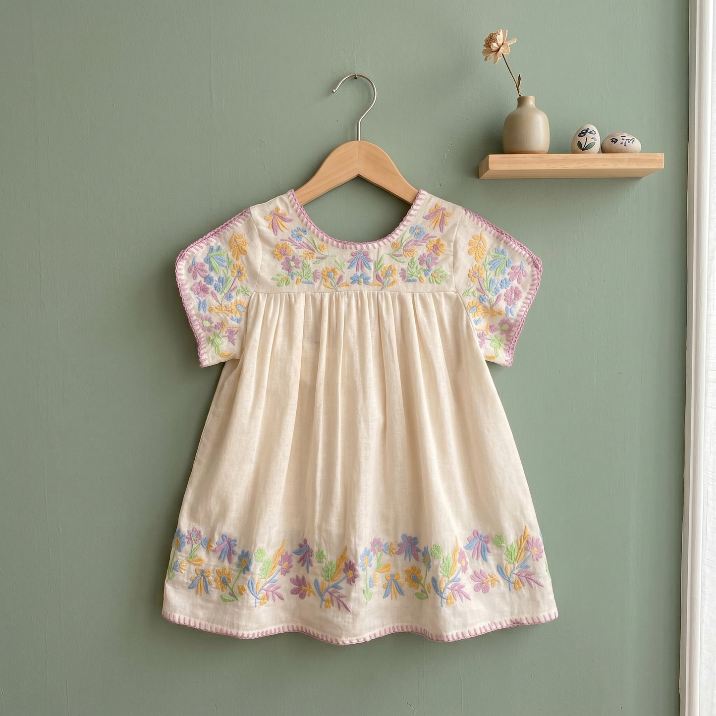 Freya Embroidered Short Sleeve Girls Dress