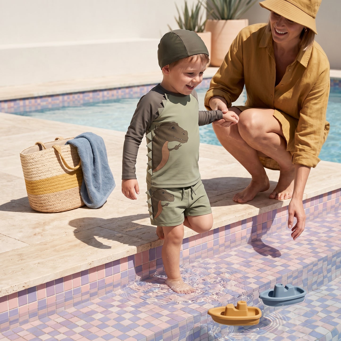 Leo Boys Dinosaur Print Swimsuit
