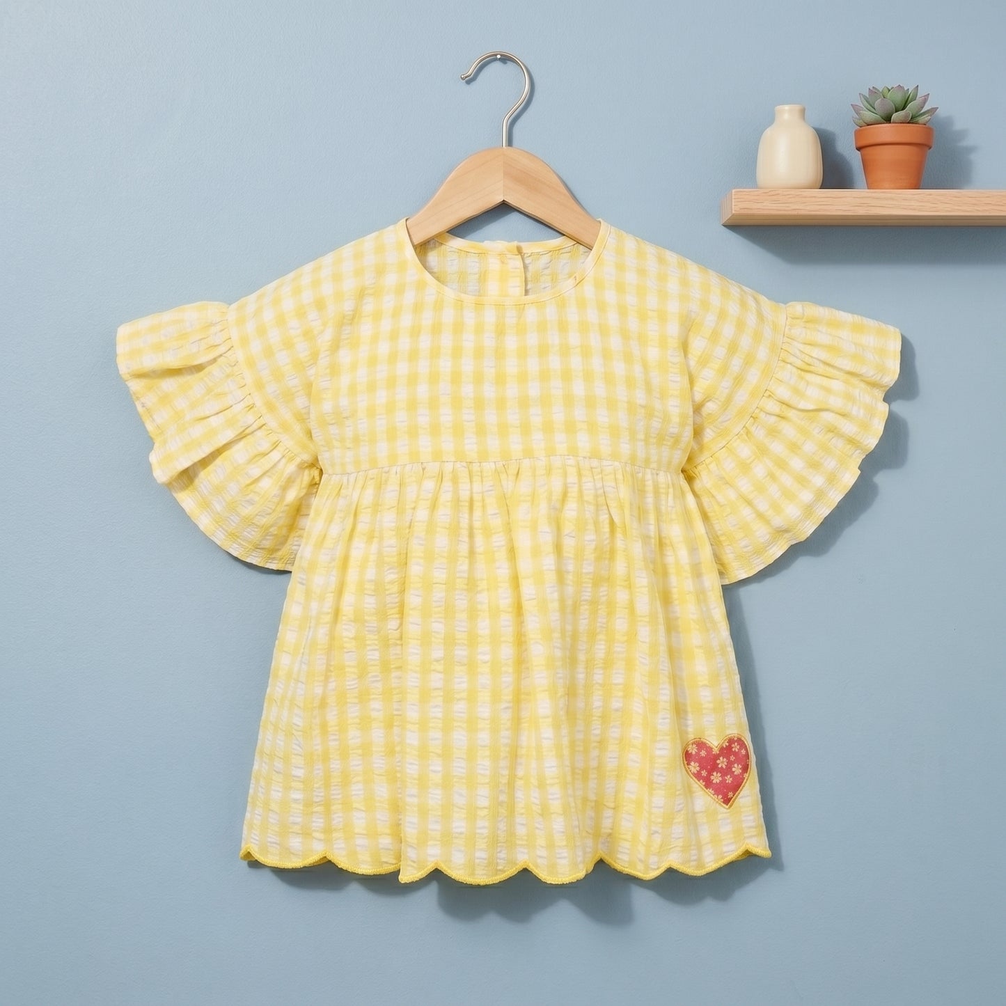 Daisy Ruffle Sleeve Plaid Girls Set