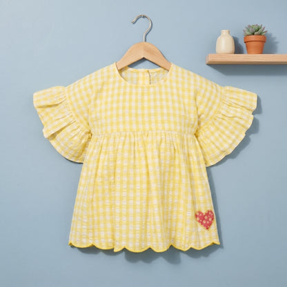 Daisy Ruffle Sleeve Plaid Girls Set