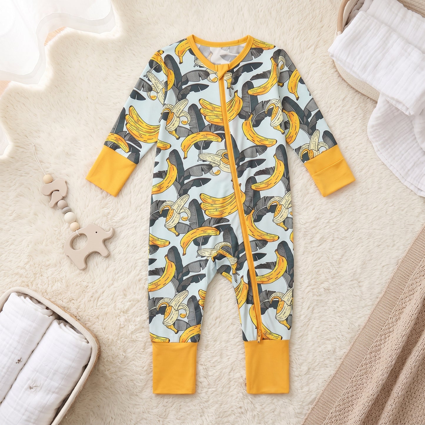 Banana Paradise Baby Zip Romper