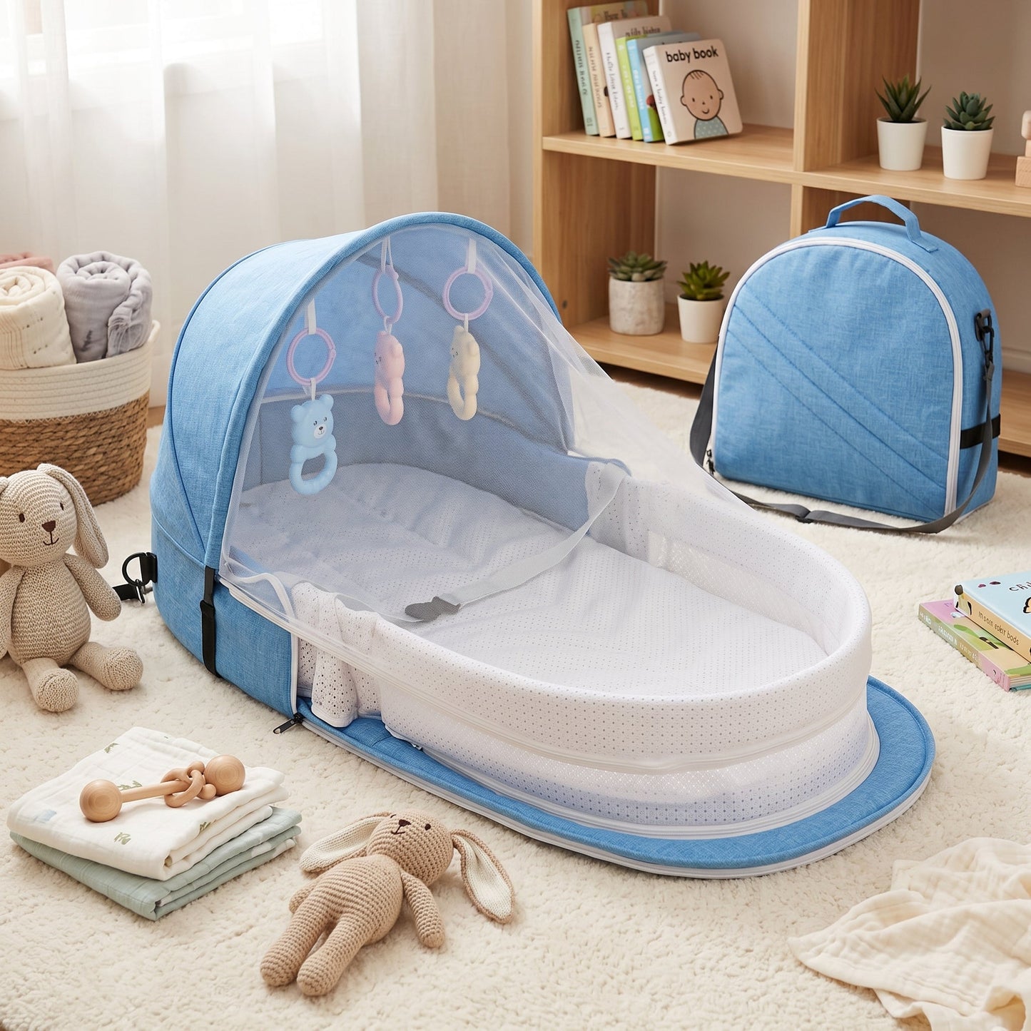 Foldable Travel Bassinet with Mosquito Net