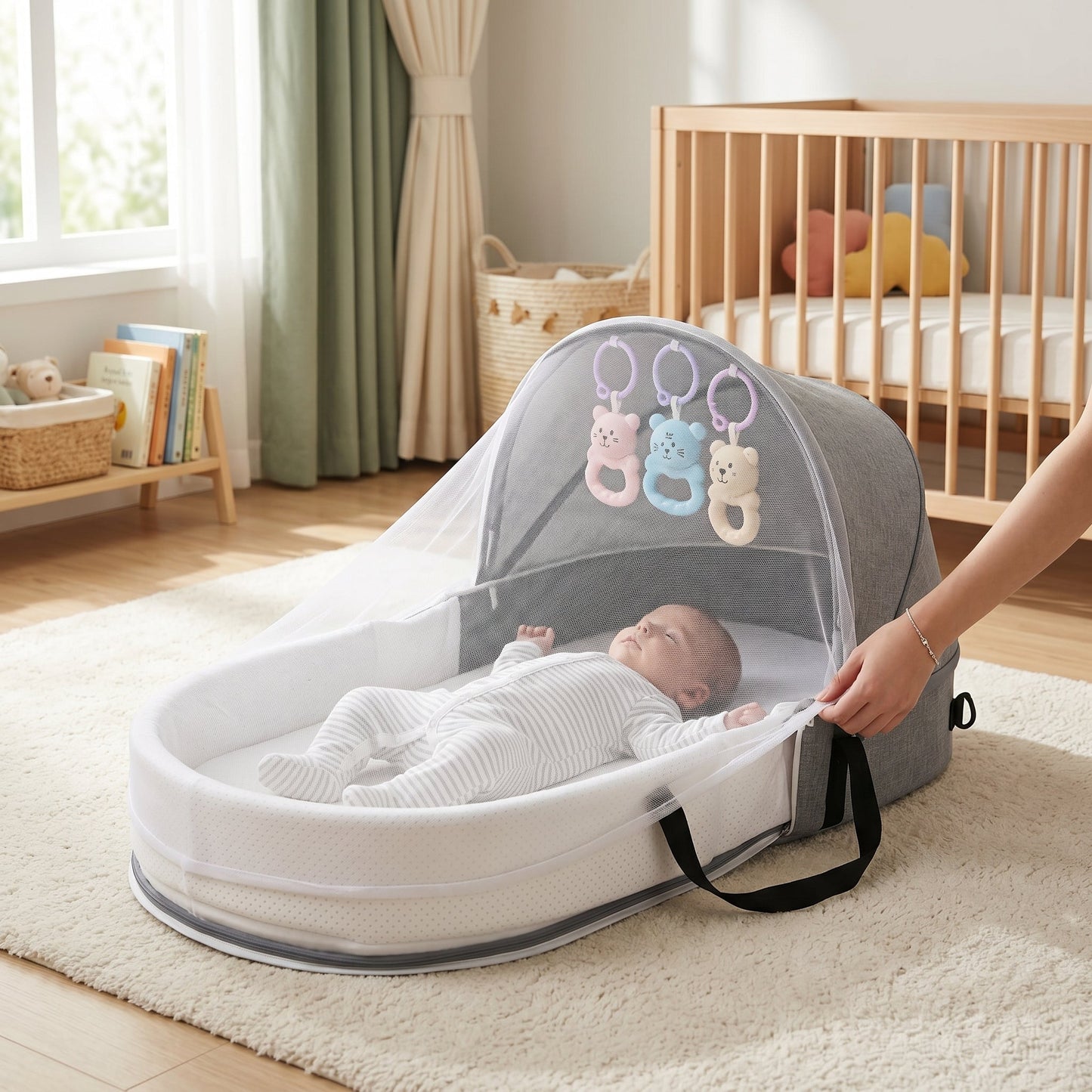 Foldable Travel Bassinet with Mosquito Net