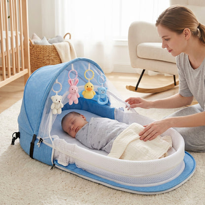 Foldable Travel Bassinet with Mosquito Net