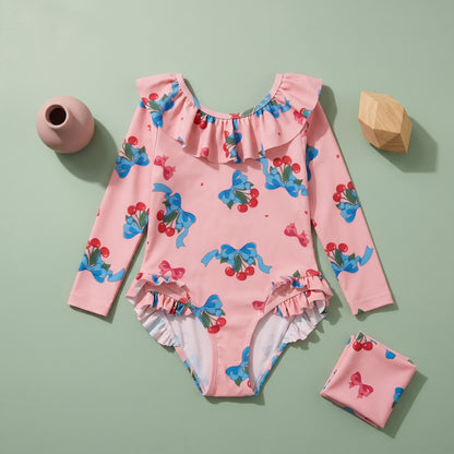 Lila Girls Backless Sun Protection Swimsuit