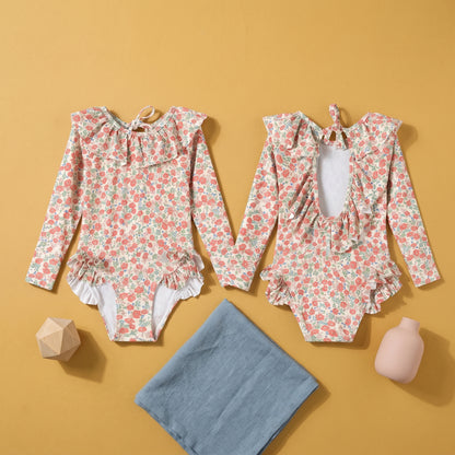 Lila Girls Backless Sun Protection Swimsuit