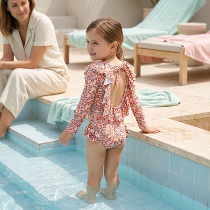 Lila Girls Backless Sun Protection Swimsuit