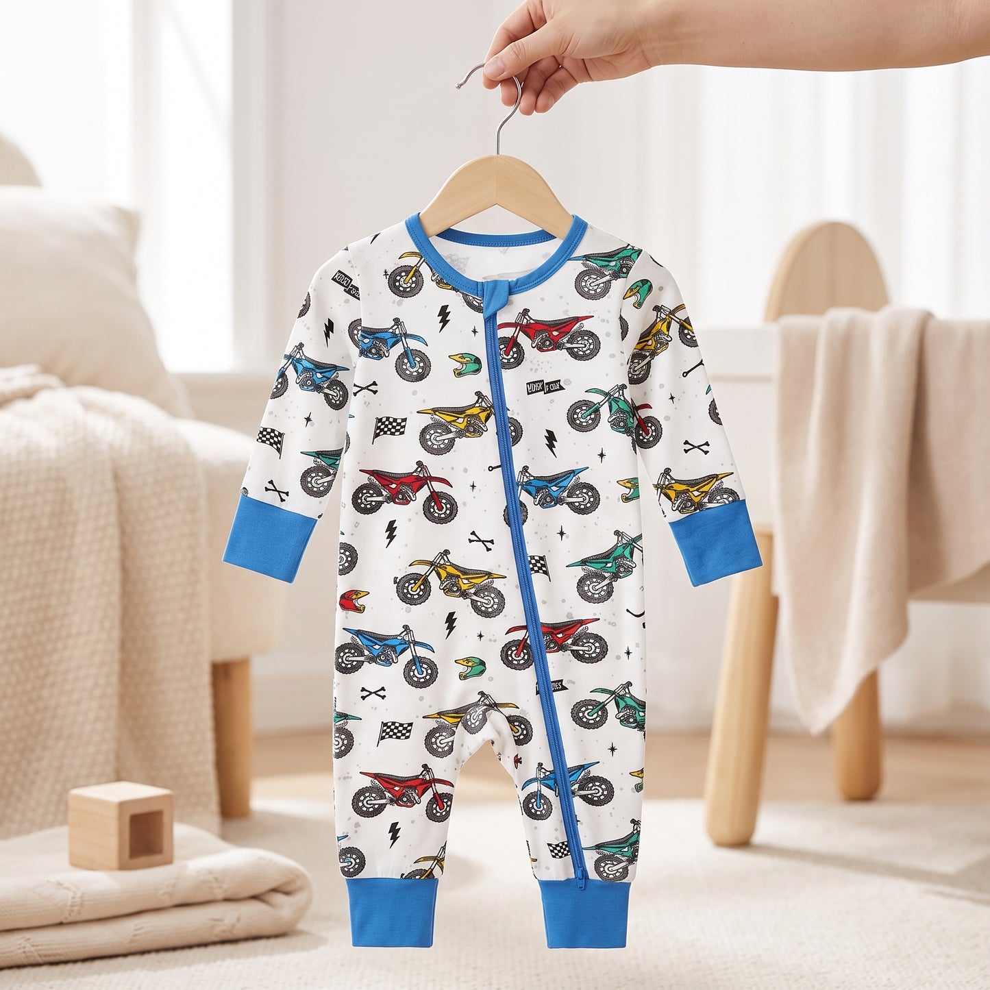 Cool Motorcycle Baby Zip Romper