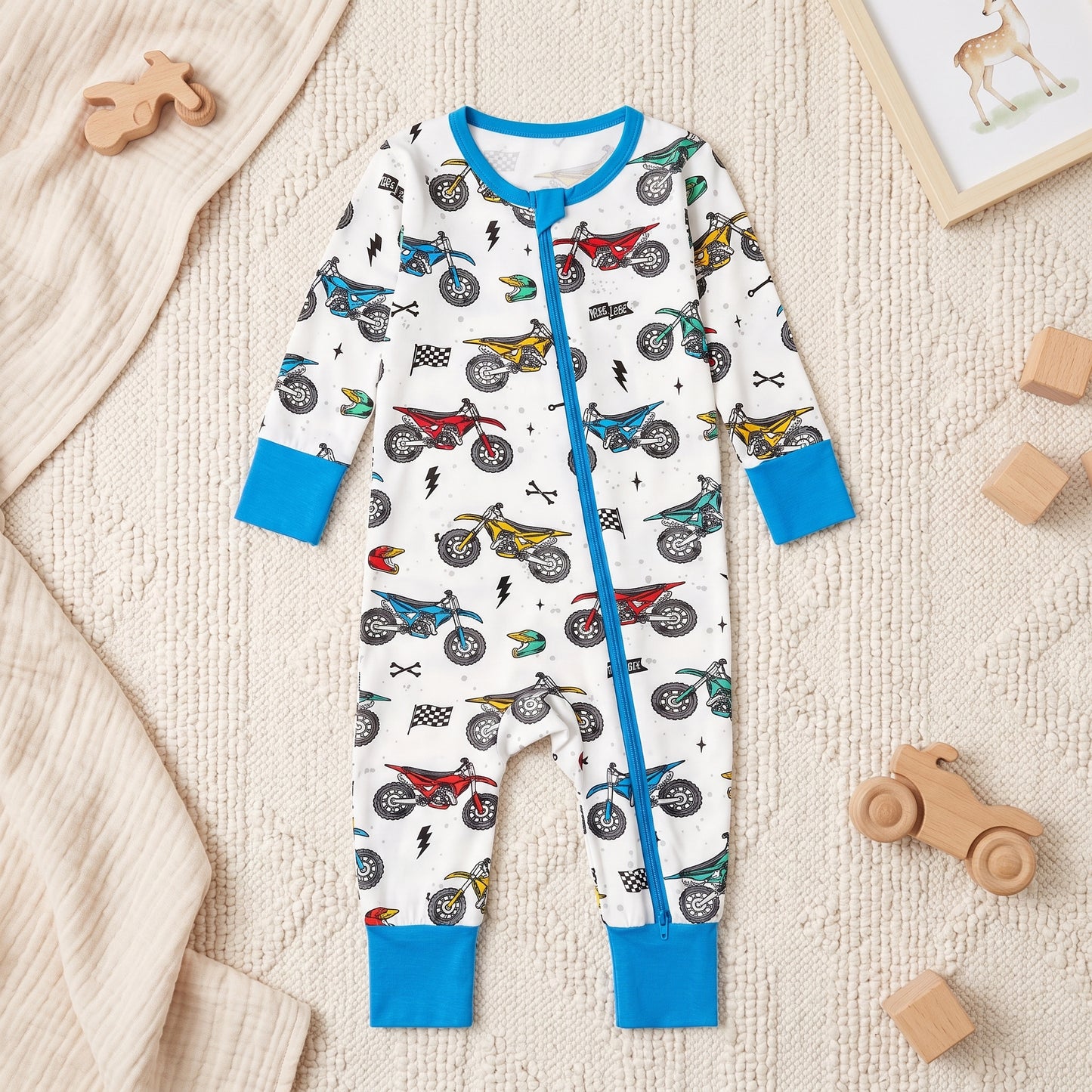 Cool Motorcycle Baby Zip Romper