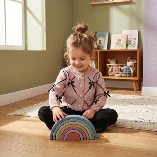 Elsie Knit Cotton Girls Cardigan and Bottom Set