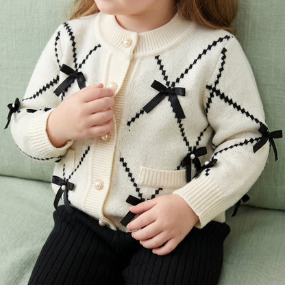 Elsie Knit Cotton Girls Cardigan and Bottom Set