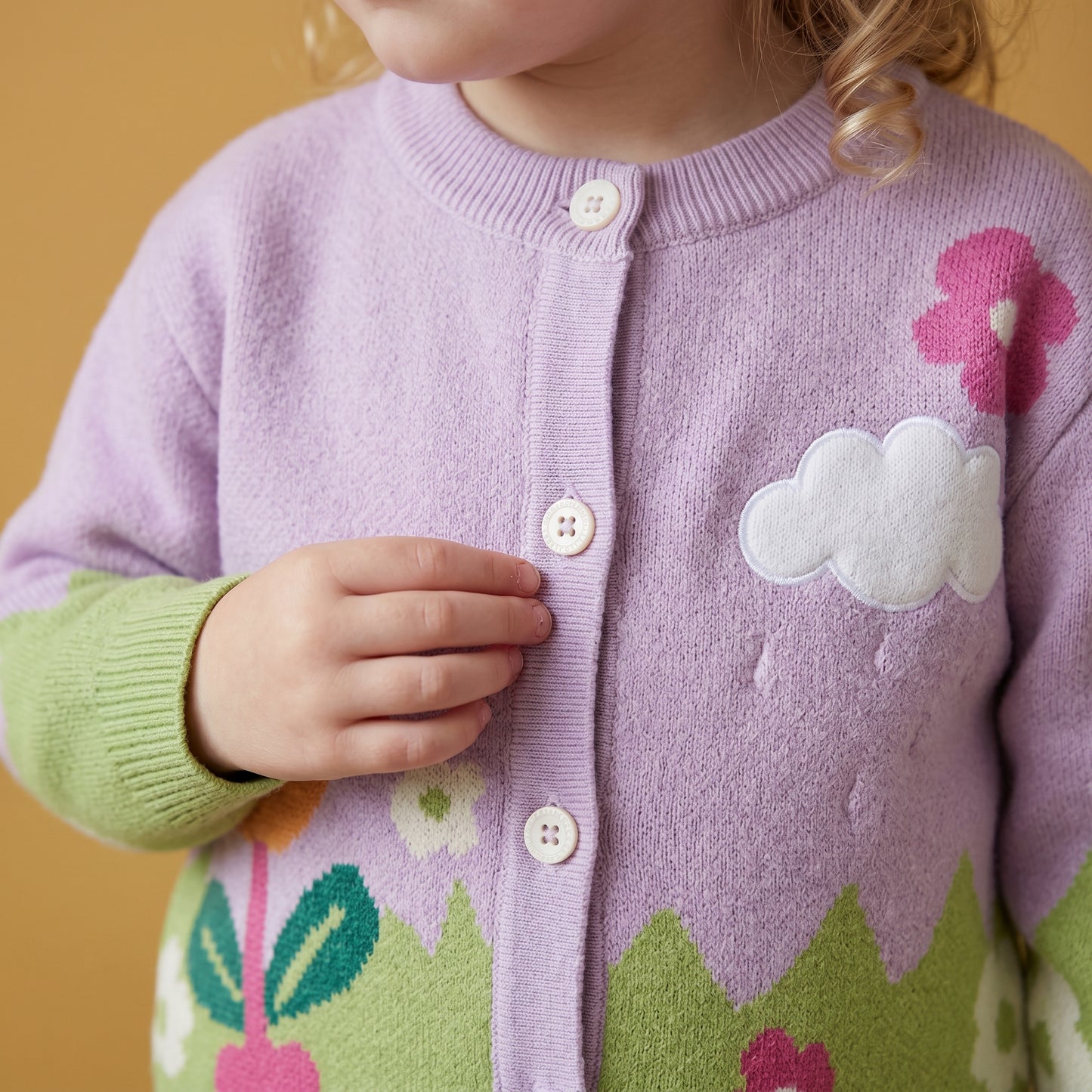 Rosie Floral Knit Cotton Girls Cardigan