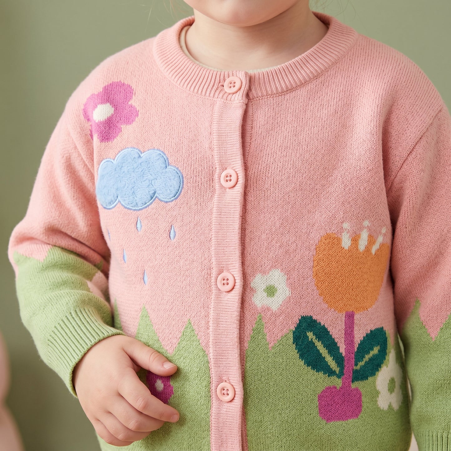 Rosie Floral Knit Cotton Girls Cardigan