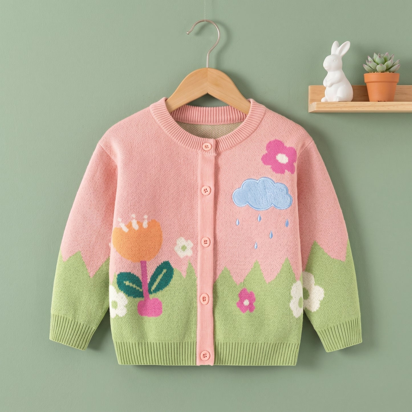 Rosie Floral Knit Cotton Girls Cardigan