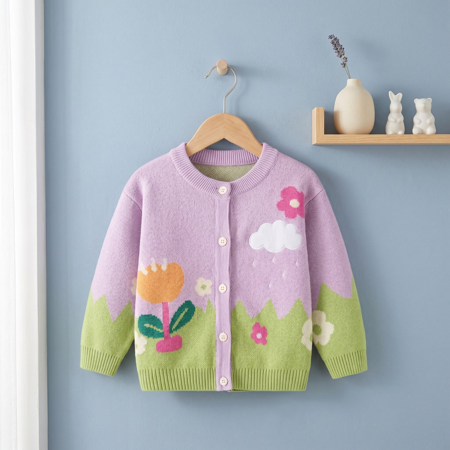 Rosie Floral Knit Cotton Girls Cardigan