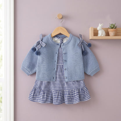 Margot Baby Blue Cardigan and Dress Set