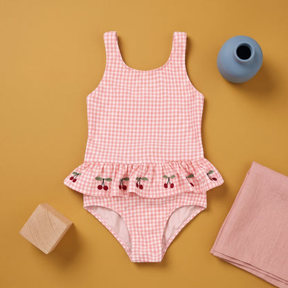 Nora Plaid Girls Swimsuit