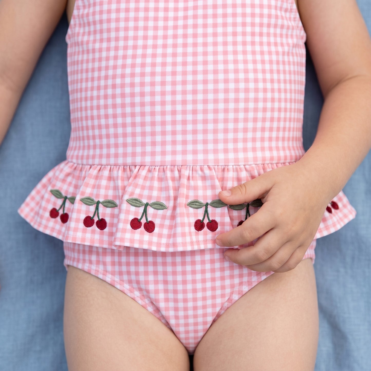 Nora Plaid Girls Swimsuit