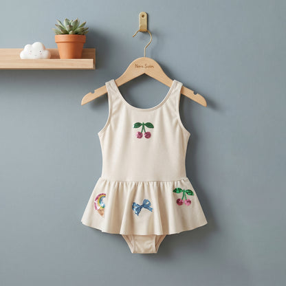 Nora Plaid Girls Swimsuit