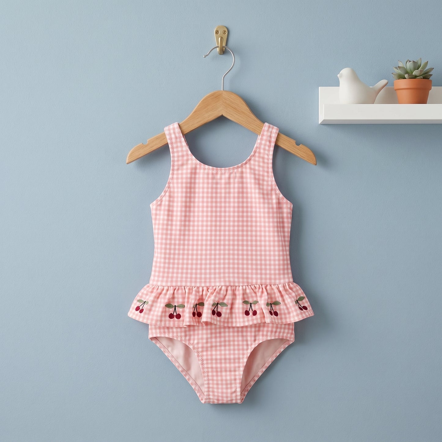 Nora Plaid Girls Swimsuit