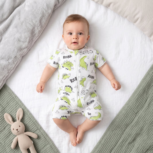 Roaring Dinosaur Baby Zip Romper
