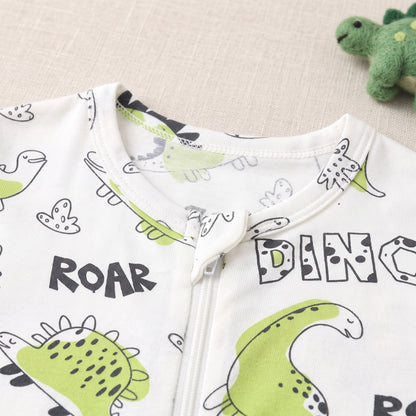 Roaring Dinosaur Baby Zip Romper