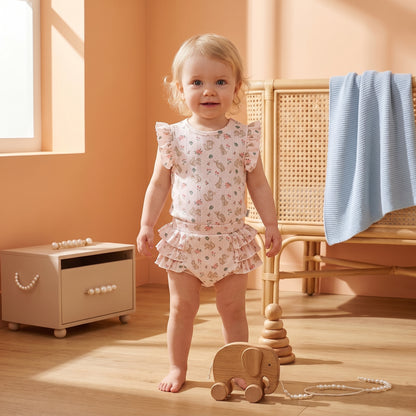 Pearl Ruffle Romper Baby Girls Set