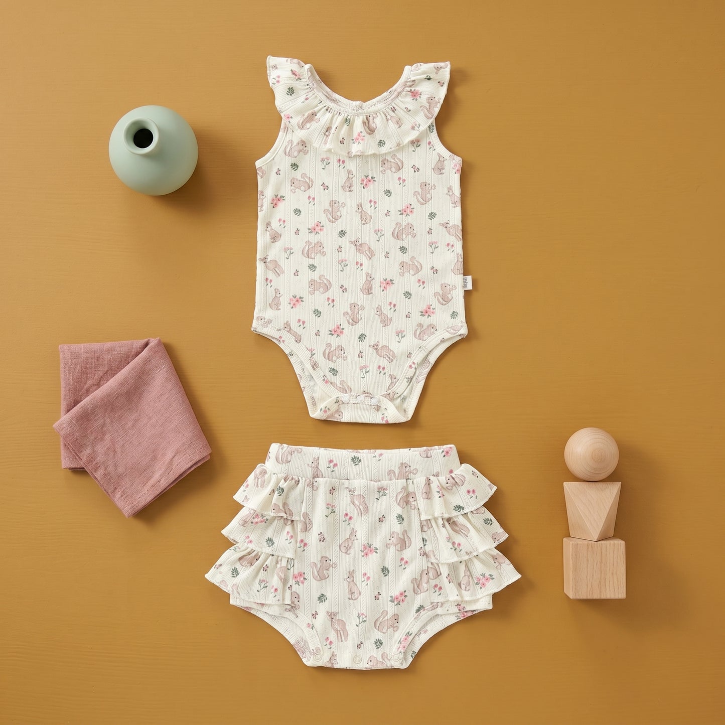 Pearl Ruffle Romper Baby Girls Set