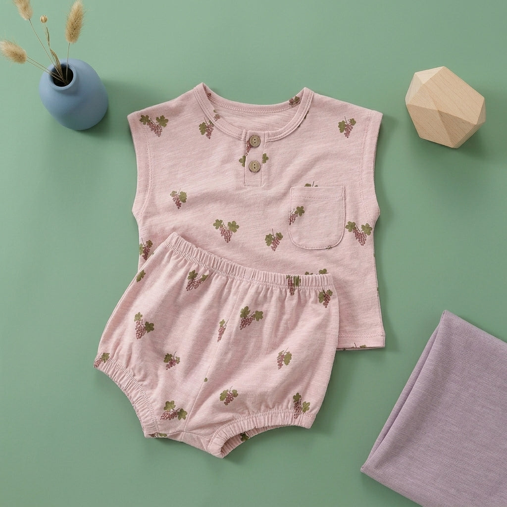 Sage Cotton Sleeveless Baby Two Piece Set