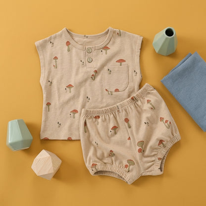 Sage Cotton Sleeveless Baby Two Piece Set