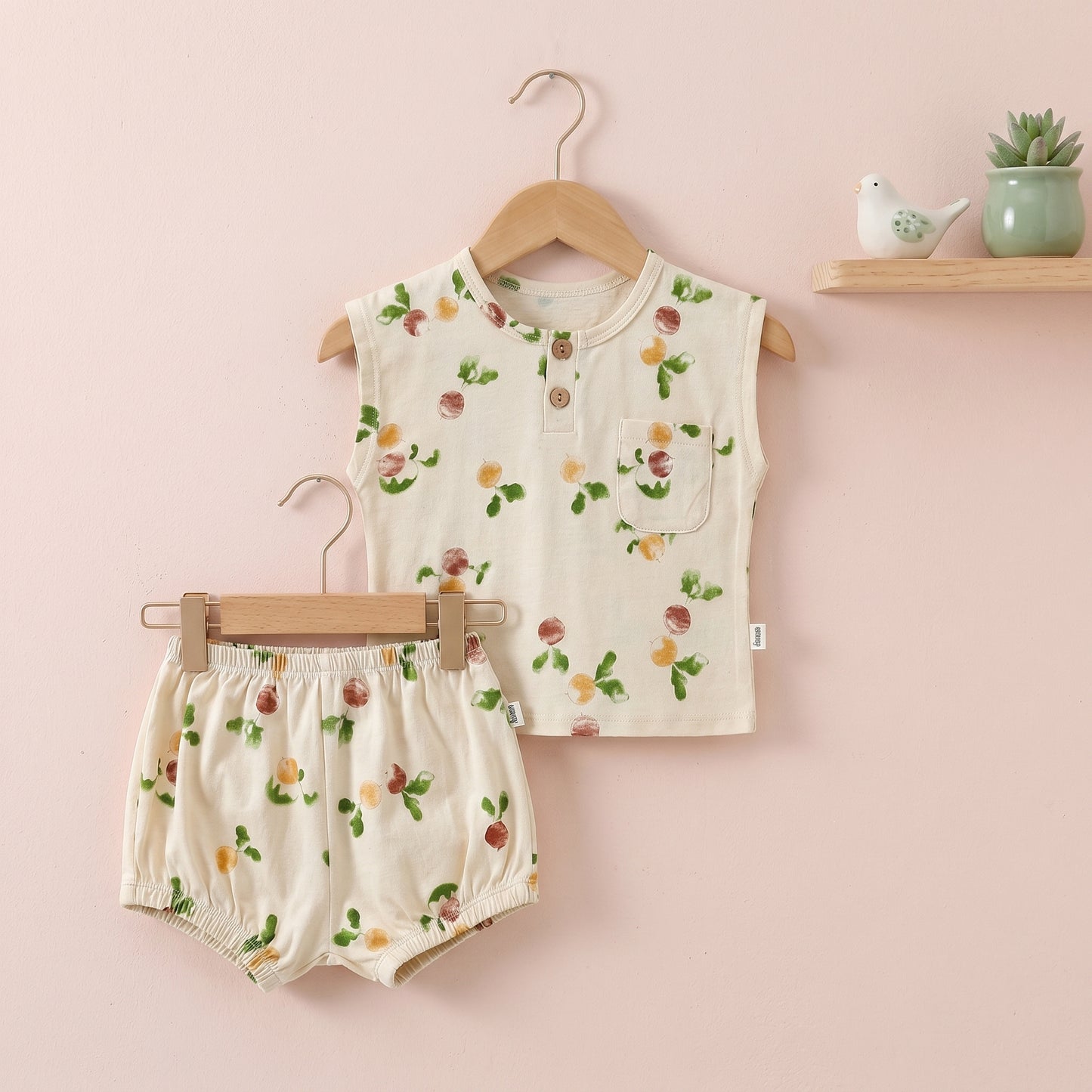 Sage Cotton Sleeveless Baby Two Piece Set