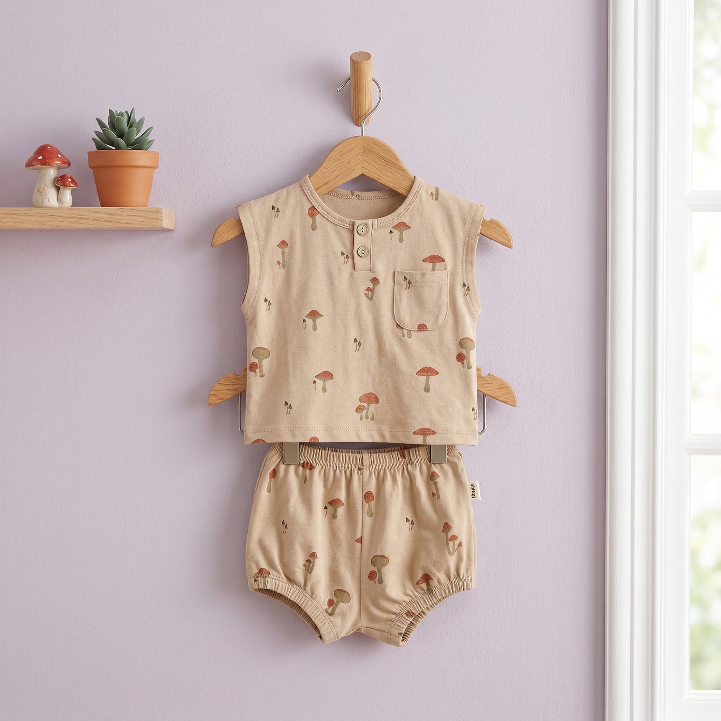 Sage Cotton Sleeveless Baby Two Piece Set
