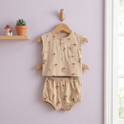Sage Cotton Sleeveless Baby Two Piece Set