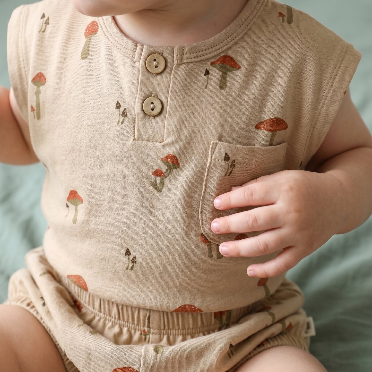 Sage Cotton Sleeveless Baby Two Piece Set