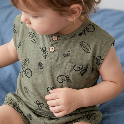 Sage Cotton Sleeveless Baby Two Piece Set