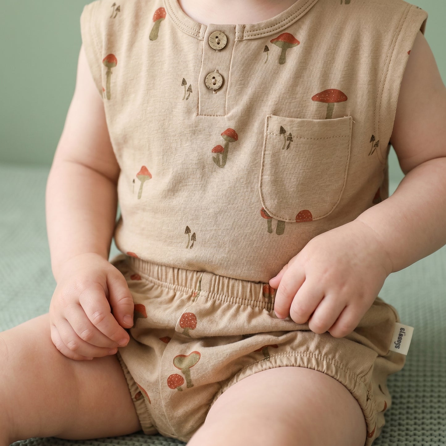 Sage Cotton Sleeveless Baby Two Piece Set