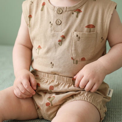 Sage Cotton Sleeveless Baby Two Piece Set