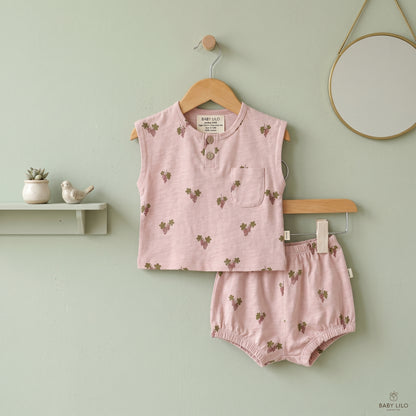 Sage Cotton Sleeveless Baby Two Piece Set