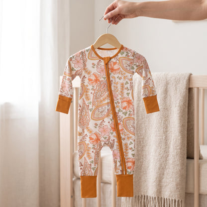 Orange Blossom Baby Zip Romper