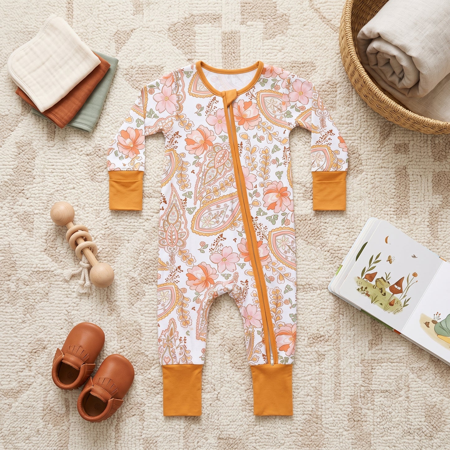 Orange Blossom Baby Zip Romper