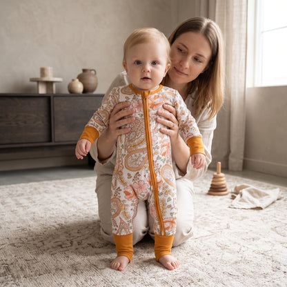 Orange Blossom Baby Zip Romper