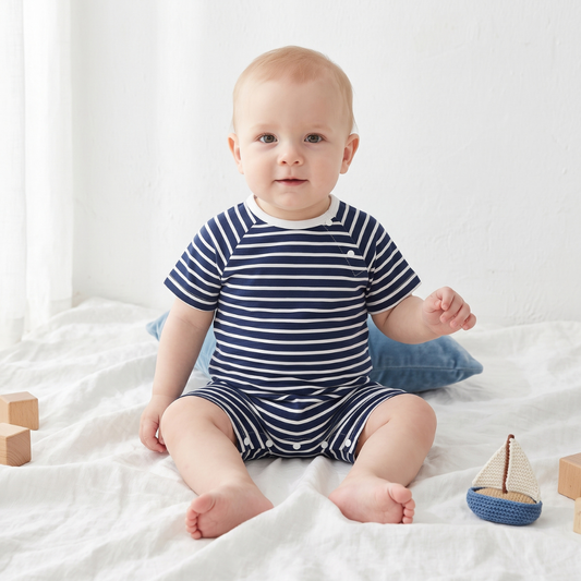 Lilo Baby Jumper in Navy Fine Stripe