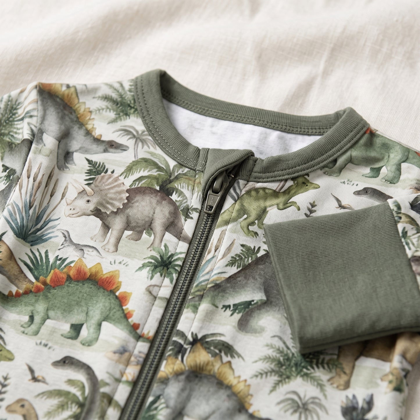 Jungle Dinosaur Baby Zip Romper