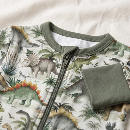 Jungle Dinosaur Baby Zip Romper