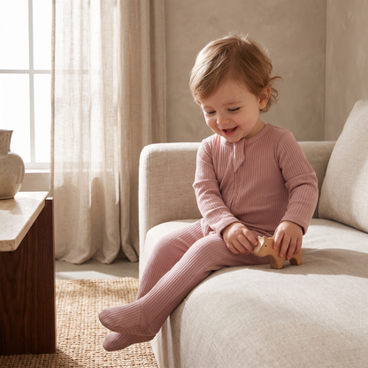 Lilo Infant Ribbed Footie Sleeper in Pink
