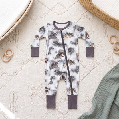 Misty Dinosaur Baby Zip Romper