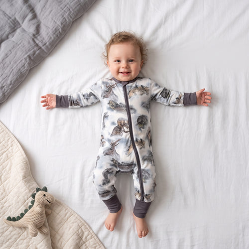 Misty Dinosaur Baby Zip Romper