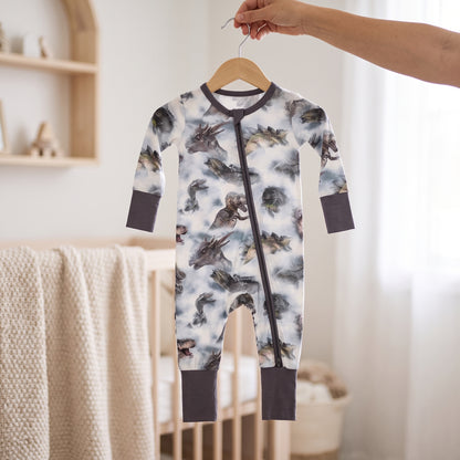 Misty Dinosaur Baby Zip Romper