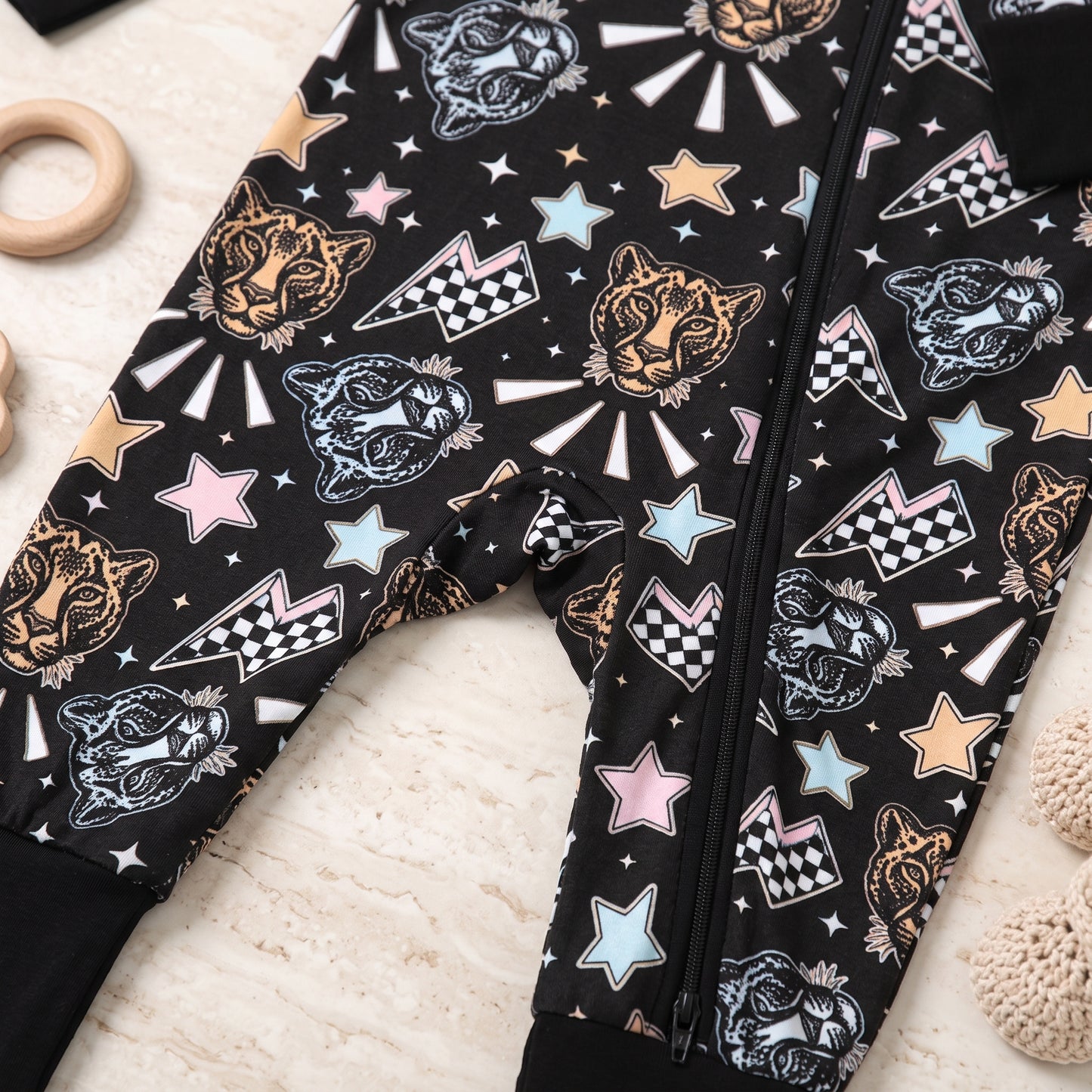 Leopard Star Baby Zip Romper